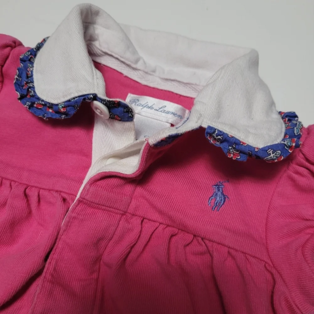 Ralph Lauren baby girl pink collared polo onesie bodysuit